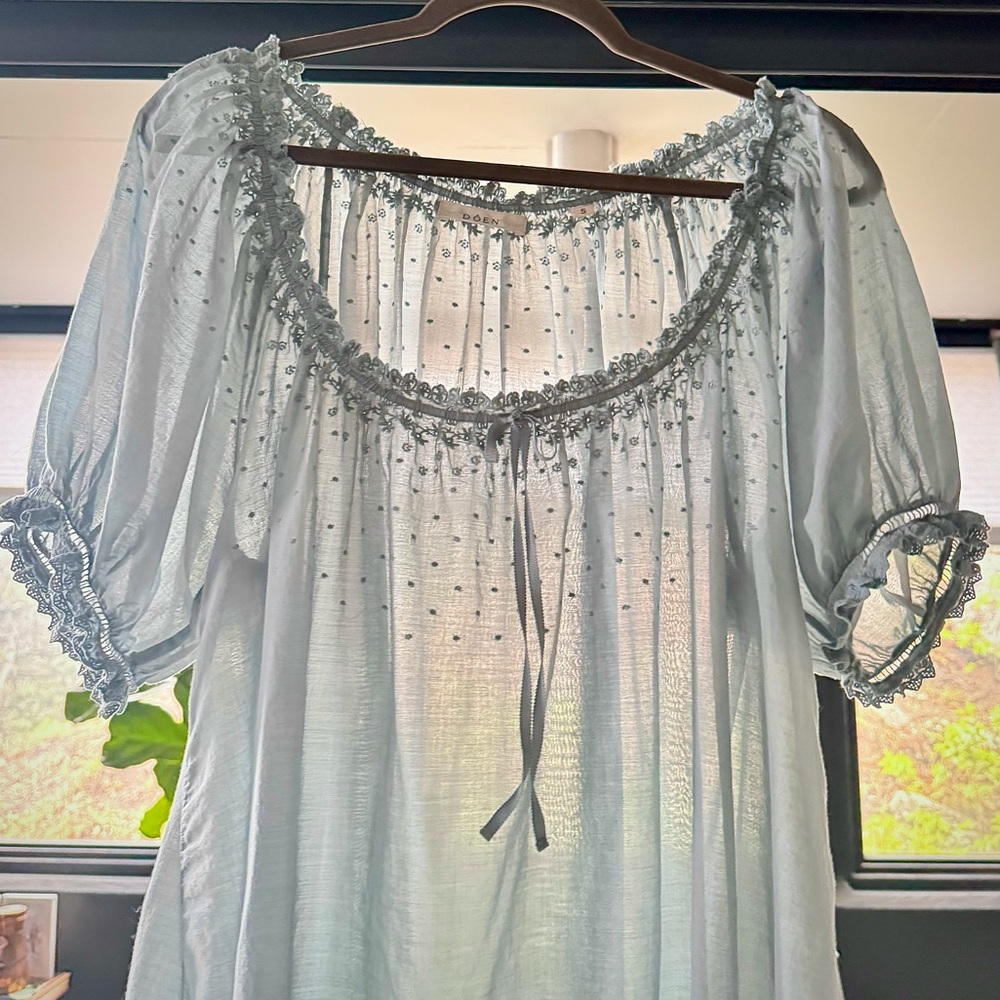 ✨💋SOLD💋✨👗💐DÔEN ‘Nettie’ Organic Cotton Short Nightgown Glass Slipper S✨ - Picture 4 of 17